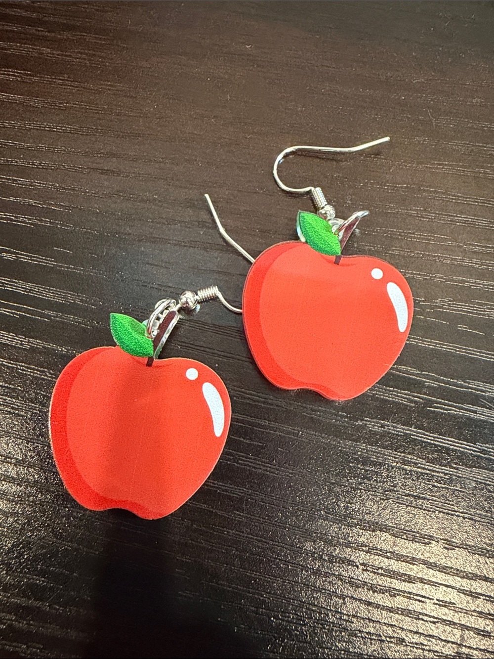 Red Apple Dangle Earrings for Kids - Cute Fruit Earrings
